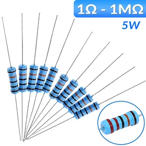 5 W Big Power Metallfilmwiderstand ±1% Widerstand Hochlast Widerstände 1Ω - 1MΩ - Picture 1 of 127