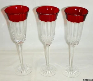 3 Waterford Crystal Simply Red Collection Champagne Flutes - Picture 1 of 12