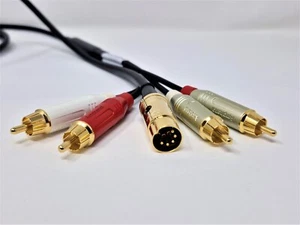 Naim & Quad 5 Pin Din to 4 X RCA Tape Cassette Interconnect Cable Gold Plated 2m - Picture 1 of 14