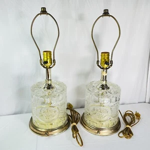 Vintage Leviton Crystal Clear Table Lamp Set Pair 12 Tall- Lights Work - Picture 1 of 10