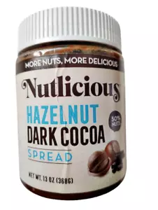 Nutlicious HAZELNUT DARK COCOA Spread, 50% Nuts, 13oz, BB 10/25, Lot of 2 - Picture 1 of 9