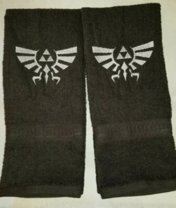 CUSTOM ZELDA NINTENDO GAME LINK TRIFORCE HYRUL BLACK BATH HAND TOWEL SET - Picture 1 of 2