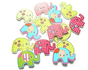  10 Holzknöpfe Elefant mix 33 x 20 mm Knopf Holz karo - Bild 1 von 2