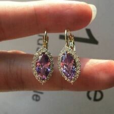 2.23Ct Marquise Simulated Amethyst Drop & Dangle Earrings 14K Yellow Gold Plated