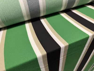 Printed Georgette Dress Fabric, Per Metre - Printed Stripe - Green & Black - Image 1 of 3