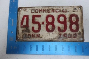 Connecticut CT License Plate Tag 1933 33 Commercial 45-898 - Picture 1 of 2