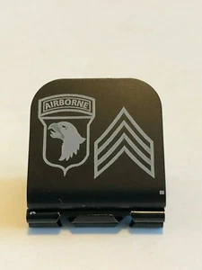 US ARMY 101st With Sergeants Stripes  Laser Etched Aluminum Hat Clip Brim-it - Picture 1 of 9