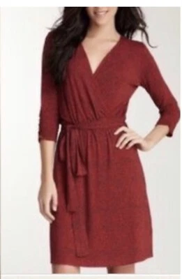 Lucky Brand Red Floral Faux Wrap 3/4 Sleeve Belted Tie Dress Womens Size XL - Image 1 of 4