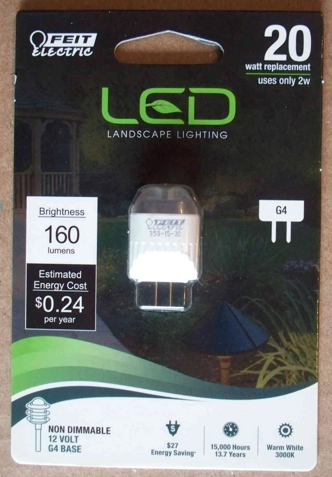 Feit LED Landscape Low Voltage 12V 20W/2W G4 Lamp Light 160 Lumens-Save on 2+ - Image 1 of 1