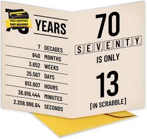 Funny 70Th Birthday Card, 70 Birthday Card for Women Men, 70Th Dad Mom Husband W - Picture 1 of 7