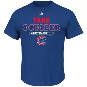 MLB Chicago Cubs Mens S Take October 2015 Postseason Tee Blue FAST SHIP! D74 - Picture 1 of 1