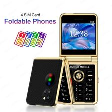 Foldable Flip Mobile Phone 2.4'' Screen 2/3G GSM 4-SIM Unlocked Flimsy CellPhone