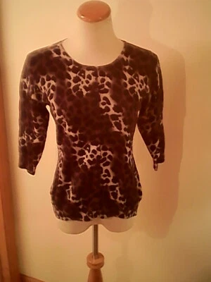 Allison Brittney Suéter Multicolor Estampado Animal L Botón Algodón Nylon Foto 1 de 4