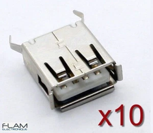 10x Connecteur à souder USB type A Femelle -10pcs Female USB connector to solder - Foto 1 di 4