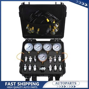 Hydraulic Pressure Gauges Test Kit Set-5 Hose 5 Gauge 14 Connectors 13 Couplings - Picture 1 of 20