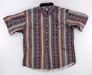 Camisa Wrangler Pearl Snap Western Azteca Suroeste Manga Corta Para Hombres XXL - Imagen 1 de 6