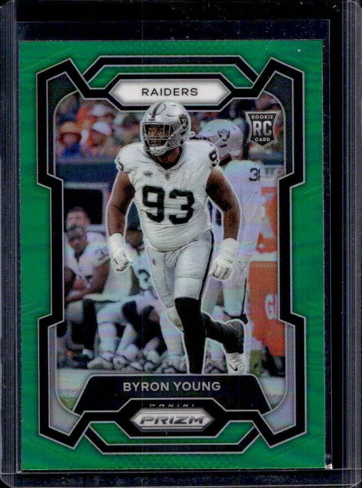 2023 Panini Prizm Byron Young Green Prizm Rookie RC #355 Raiders
