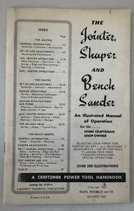 1965 CRAFTSMAN Jointer Shaper & Bench Sander POWER TOOL HANDBOOK Manual Booklet - Picture 1 of 3