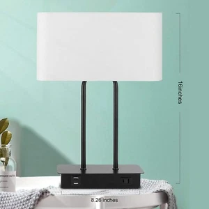 3-Way Dimmable Modern Touch Control Table Lamp with Dual USB Charging Ports - Picture 1 of 8