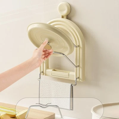 Bandeja de drenaje organizadora de tapa de olla de 2 niveles multifuncional suministros de cocina succión Foto 1 de 4