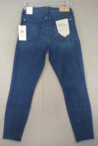 7 For All Mankind Jeans Womens 29 Blue Luxe Vintage Ankle Skinny Raw Hem Stretch - Picture 1 of 12
