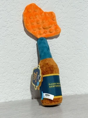 Bark Box Gourd Boy Beer Thanksgiving Plush Orange Blue Sz M-L Dog Toy NWT - Image 1 of 3