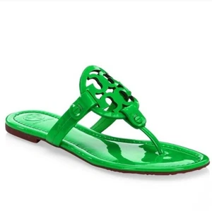Tory Burch Miller Fluo Green Patent Sandals Size 6.5 - Picture 1 of 9