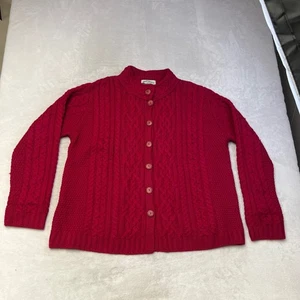 Aran Crafts Ireland Pink 100% Merino Wool Cable Knit Cardigan Sweater XXL - Picture 1 of 7