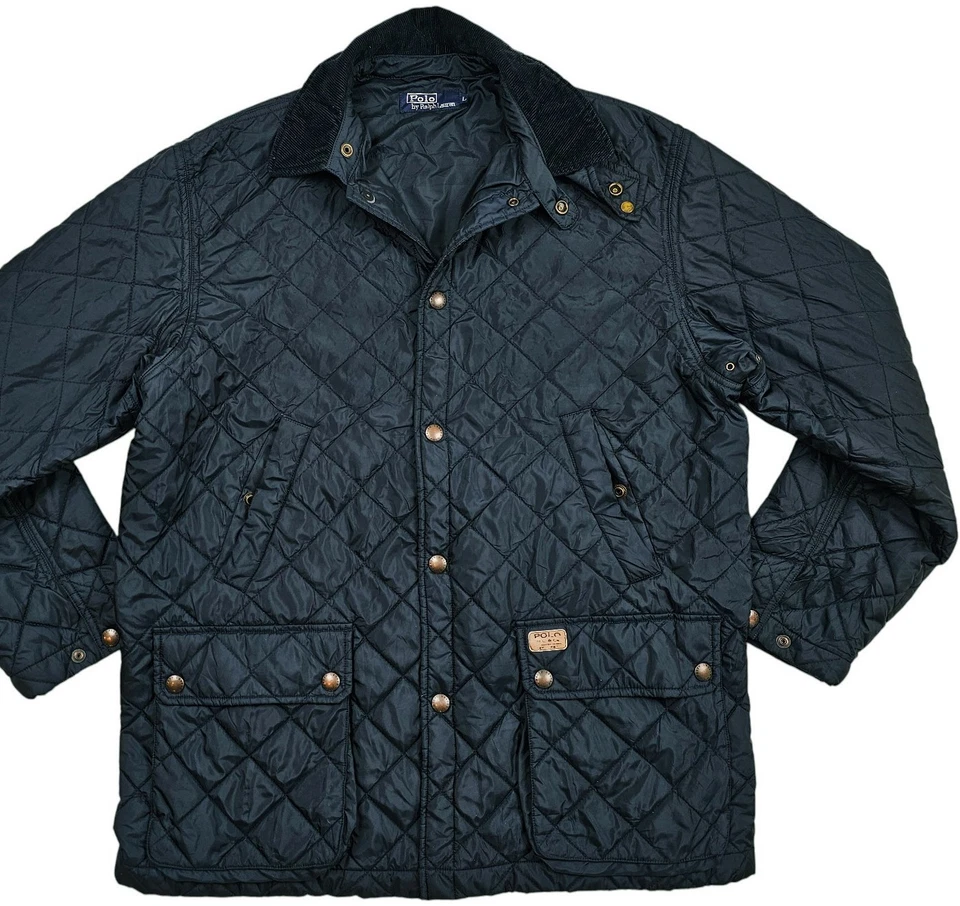 HOT VTG Men's POLO RALPH LAUREN SPORTS QUILT PARKA Corduroy Collar NAVY Jacket L - Image 1 of 4