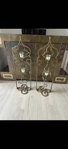 Decorative Brass Tealight Candle Holders…Pair - Picture 1 of 3