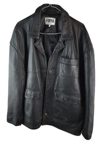 FORMA Black Leather Jacket size M Mens Button up vintage Casual Outdoors - Picture 1 of 11