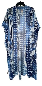 Splendido copricostume/spolverino aperto Chico's oversize S/M donna blu e bianco - Foto 1 di 5