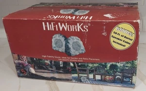 Pair - HiFi Works Weather Resistant Outdoor Rock Speakers Granite + 50' Cable - Picture 1 of 9