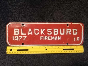 Blacksburg Virginia Feuerwehrmann Nummernschild 1977 #10 VA Stadtschild - Bild 1 von 6