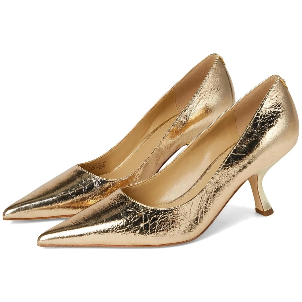 Michael Michael Kors Mujer Luna Tacones Medianos Talla EE. UU. 7,5 M Cuero Dorado Pálido Foto 1 de 4