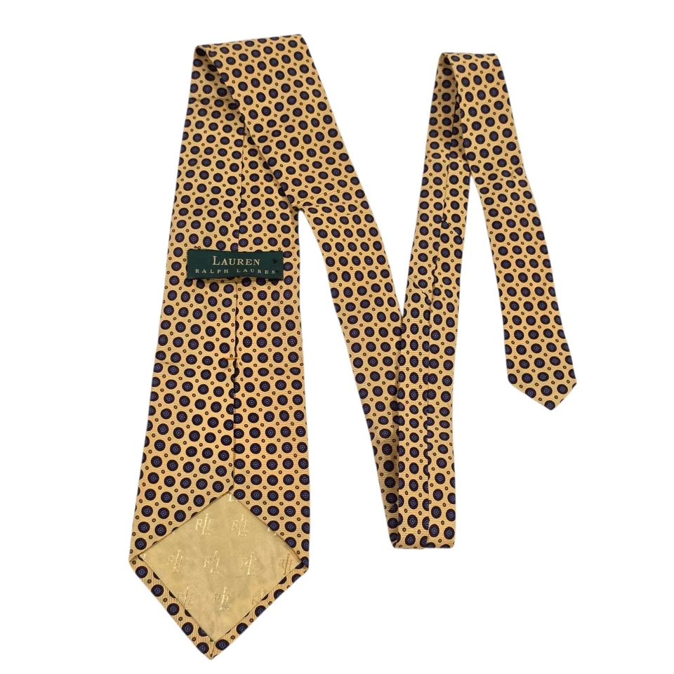 Lauren Ralph Lauren Corbata de Seda Amarillo Azul Floral Hombre Formal Traje de Negocios Foto 1 de 4