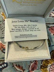 Ronaldo JESUS LOVES ME Gold w/ Silver Wraps Bracelet Size 8 - Picture 1 of 3