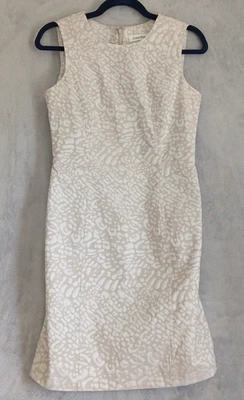 Vestido para mujer Calvin Klein XS beige y blanco manchado estampado funda sin mangas Foto 1 de 4