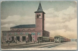 EL PASO TX RAILROAD STATION RAILWAY TRAIN DEPOT ANTIQUE POSTCARD - Picture 1 of 2