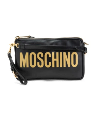 Bolso Bandolera MOSCHINO Auténtico Hecho en Italia Cuero Negro Nuevo con Etiquetas en Caja Original Foto 1 de 4