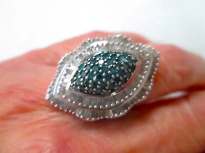 CAROL BRODIE RARITIES Blue & White Diamond  Ruffle Ring, size 8, 2.5 cts - Image 1 of 4