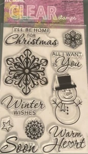 Hero Arts WINTER WISHES Clear Cling Stamps Holiday Greetings Snowman Christmas - Picture 1 of 1