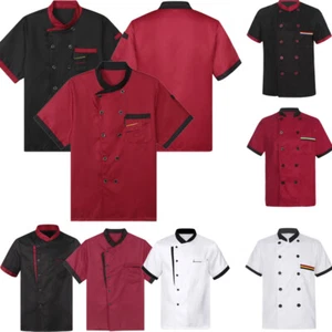 Mens Button Cook Coat Short Sleeve Jacket Kitchen Workwear Cooking Uniforms Tops - Picture 1 of 92