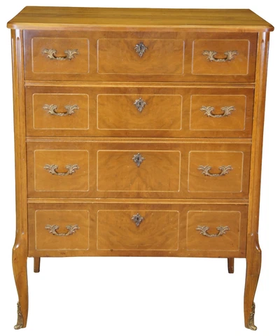 Antique Robert W Irwin Louis XV French Walnut Chest of Drawers Tallboy Dresser Cover