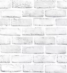 WHITE BRICK ADHESIVE WALLPAPER STICKY BACK MODERN WALL DECOR SHABBY CHIC 5M ROLL - Picture 1 of 4