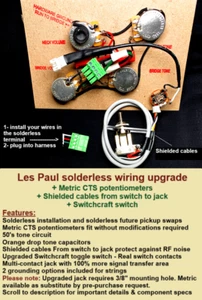 Epiphone Les Paul lötloses Kabel-Upgrade - metrisch CTS Pots/Switchcraft 3-Wege! - Bild 1 von 9