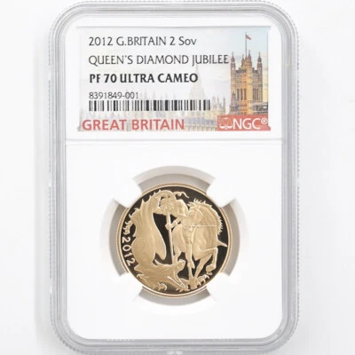 2012 Great Britain QE II Diamond Jubilee Sovereign Gold Proof Coin NGC PF 70 UC - Image 1 of 4