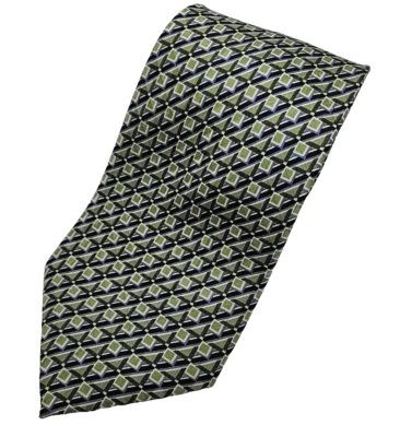 Corbata de seda geométrica verde Carlos Devenezia - Como nueva Foto 1 de 4