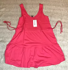 Everyday Tie Detail Scoop Neck Dress Size 12 Pink 100% Cotton - Picture 1 of 8