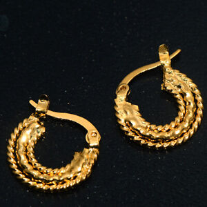 Small Vintage Womens Hoop Earrings Gold Earings Jewelry Flat Earrings Fashion